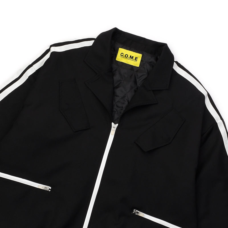 [UNISEX] Satin-Trimmed Padded Racing Jacket (Black)