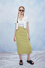 HIDE Slit Band Long Skirt (Olive) (6570965762166)