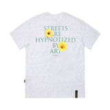 フラワースタンダードフィットTシャツ / 22 FLOWER STANDARD FIT T-SHIRTS WHITE MELANGE / BLACK
