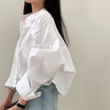 [Bellide made] Sunday loose fit cropped shirt