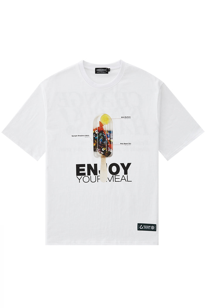 [ENJOY YOUR MEAL] CAMPAIGN 1/2 T-SHIRT ICE CREAM_WHITE (6582792945782)
