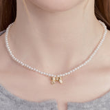 classic ribbon pearl necklace