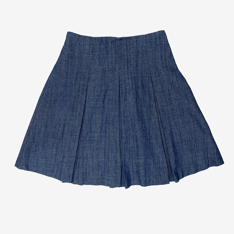 Lena pleated denim mini skirt (6554927792246)