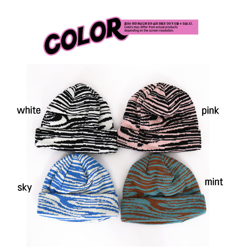 ビビッドゼブラビーニー / vivid zibra beanie hat (4color)
