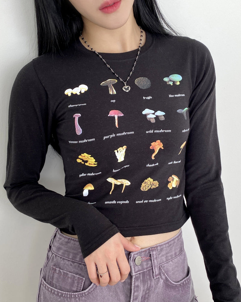 マッシュルーム プリント クロップ Tシャツ / [MADE] Mushroom Print Crop T-shirt
