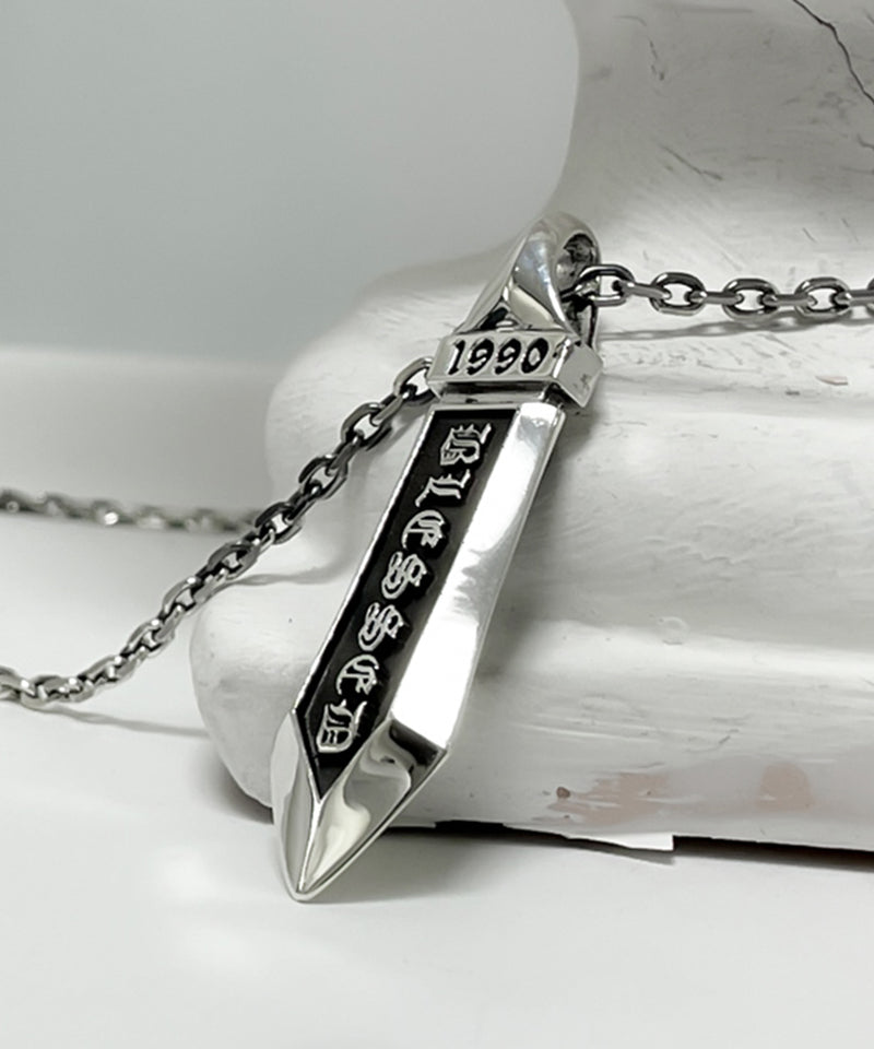 [BLESSEDBULLET]logo knife motive chain necklace_silver925 (6584688607350)