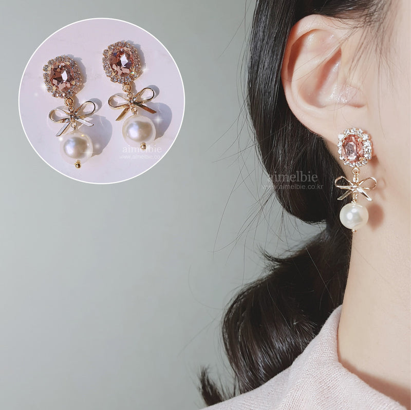 ラブリーピーチピンクイヤリング / Lovely Peachpink Earring (Oh My Girl Seunghee Earring)