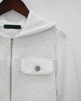 ミニポケットニットフードジップアップ / Mini pocket knit hood zip-up (2color)