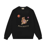 ペットミーモアキティプラネットプリントスウェットシャツ/Pet me more kitten planet print sweatshirt Black [Unisex]