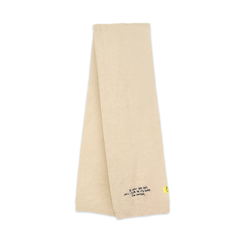 HOLYNUMBER7 X CHOI BYUNGCHAN LETTERING EMBROIDERY MUFFLER_BEIGE