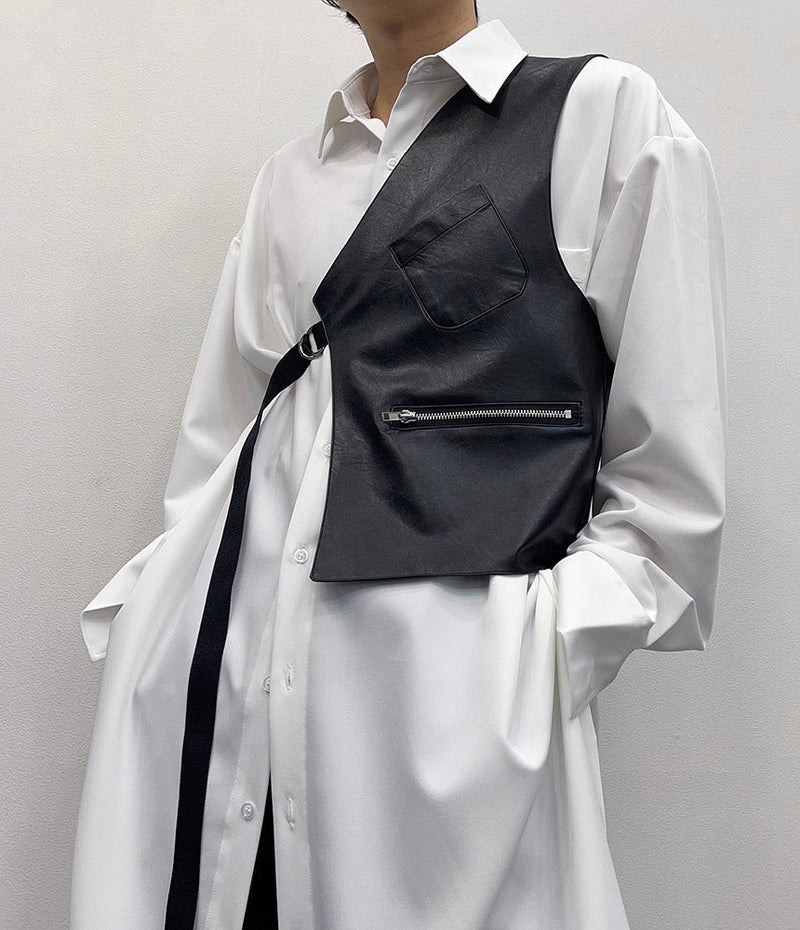 レイヤードレザーベスト / NB Layered Leather Vest