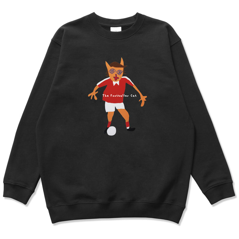 The Footballer Cat Sweatshirts WH/BK (6602730176630)
