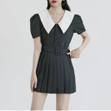 Firming pleated collar dress (6570969006198)