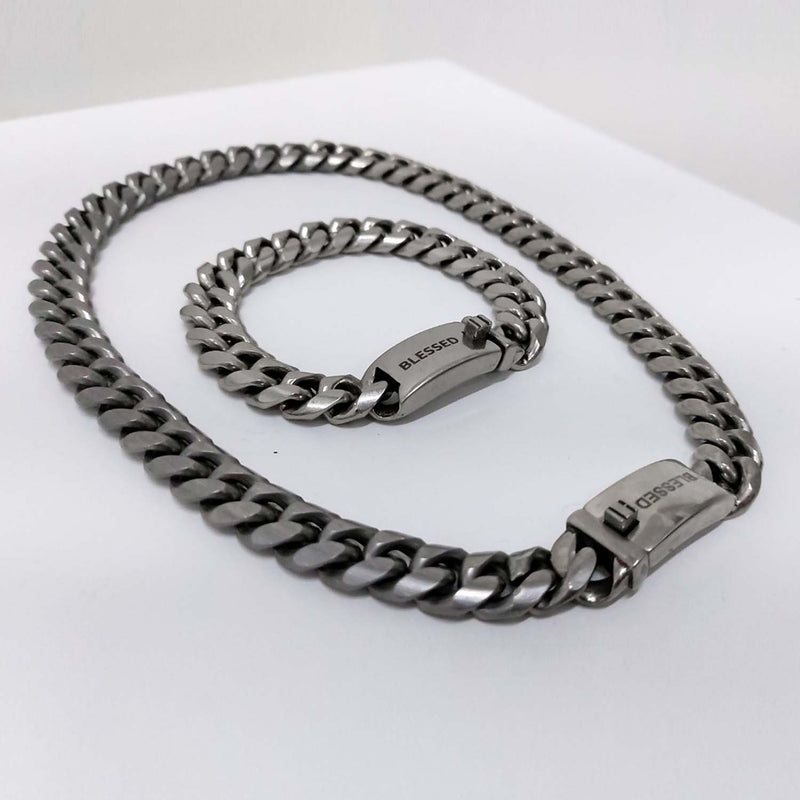 [BLESSEDBULLET]STEEL LINE CRUVE CHAIN NECKLACE_ANTIQUE SILVER/ANTIQUE GOLD (6567984955510)