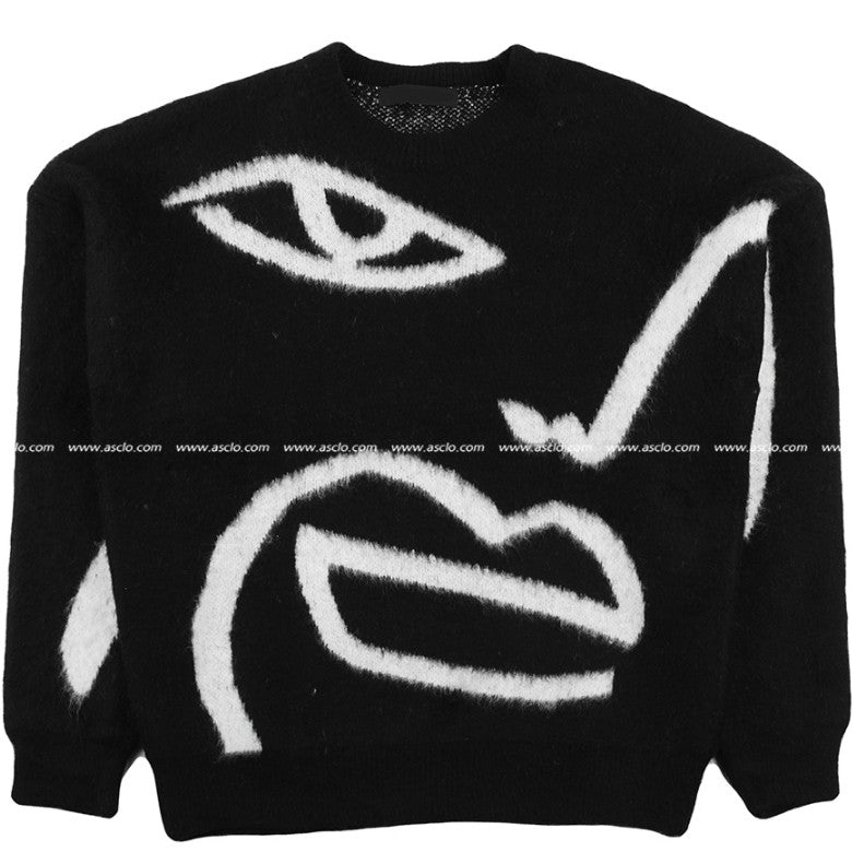 Min Face Drawing Round Knit (2color) (4638701813878)
