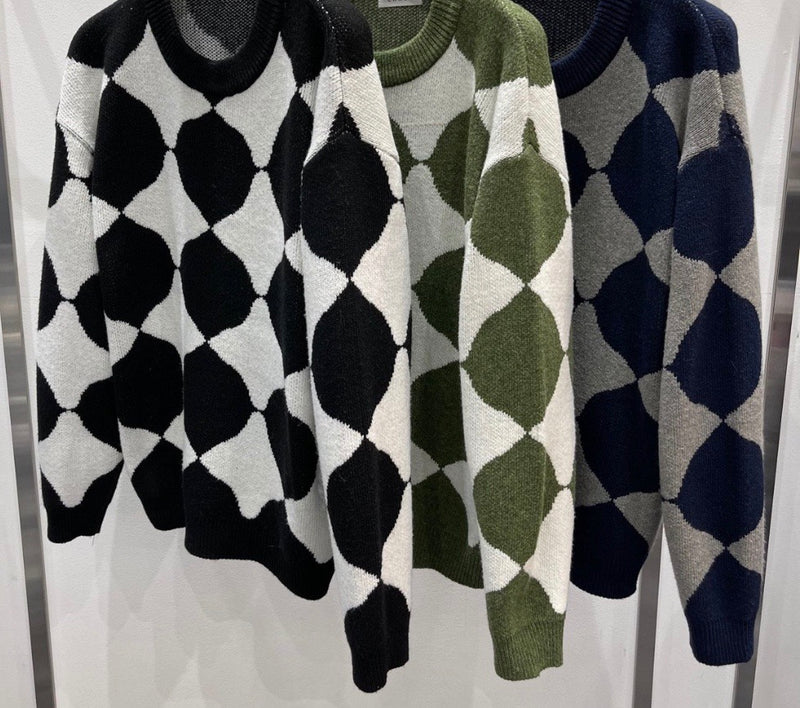 アーガイルパターンニット / Argyle pattern knit (3color)