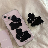 コットンバニーポポジェリーハードアイフォンケース/Cotton bunny popo Jelly Hard phone case black