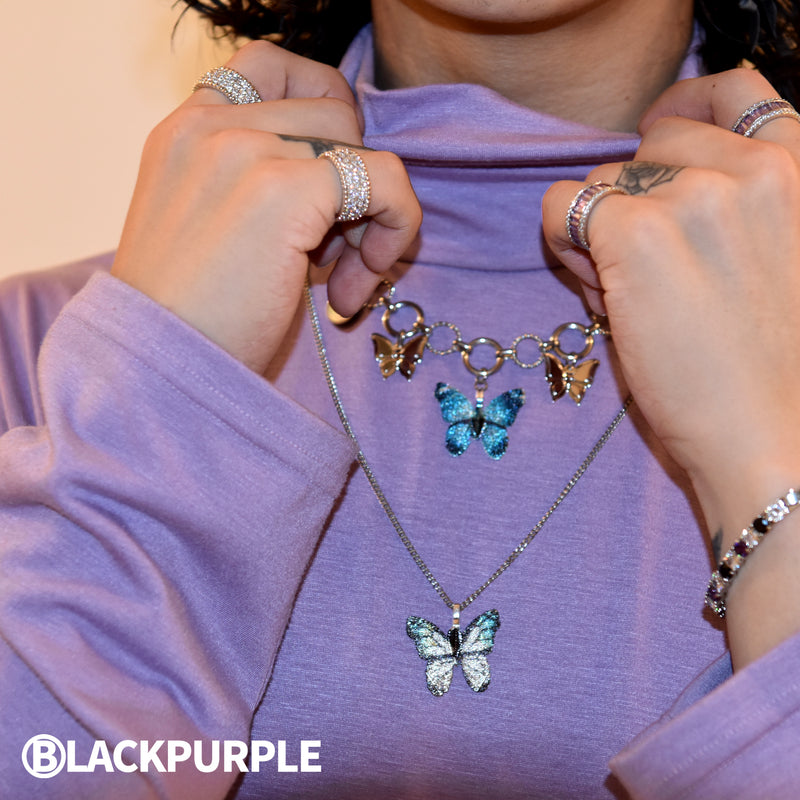 5P - BLUE Butterfly long-drop necklace(Copy) (6582464839798)