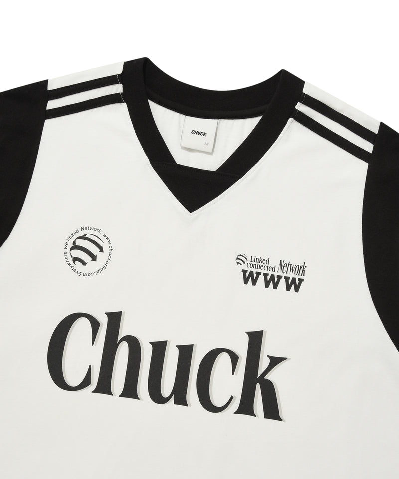 Chuck Uniform V-Neck T-Shirt, White&Black