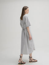 コットンハーフスリーブオーバーサイズフィットシャツドレス / (OP-5893) Cotton Half Sleeve Oversized-Fit Shirt Dress S
