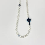 ハートミックスパールネックレス / Heart mix pearl necklace (blue)