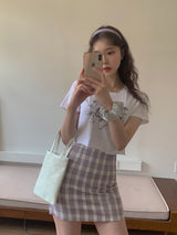 PASTEL CHECK SKIRT(SKYBLUE, GREEN, PURPLE 3COLORS!) (6573066911862)