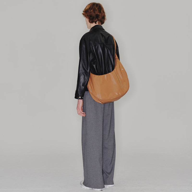 [After Pray Edition] Crescent Coated Hobo Bag (Brown)