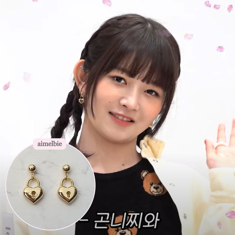 ゴールドハートロックイヤリング  / Gold Heart Lock Earring (Ive Yujin, Ive Rei, Billlie Sheon Earring)