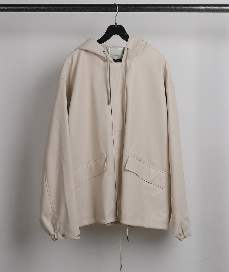 Riel Leather Hood Jacket (3color) (6596580245622)