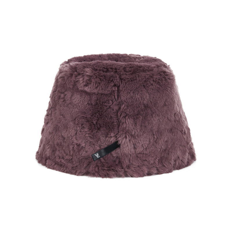 ファーロングラベルソリッドドロップバケットハット/Fur Long Label Solid Drop Bucket Hat Burgundy