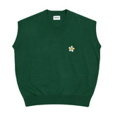 フラワードット刺繍ニットベスト/[UNISEX] Flower dot embroidery knitwear vest_green