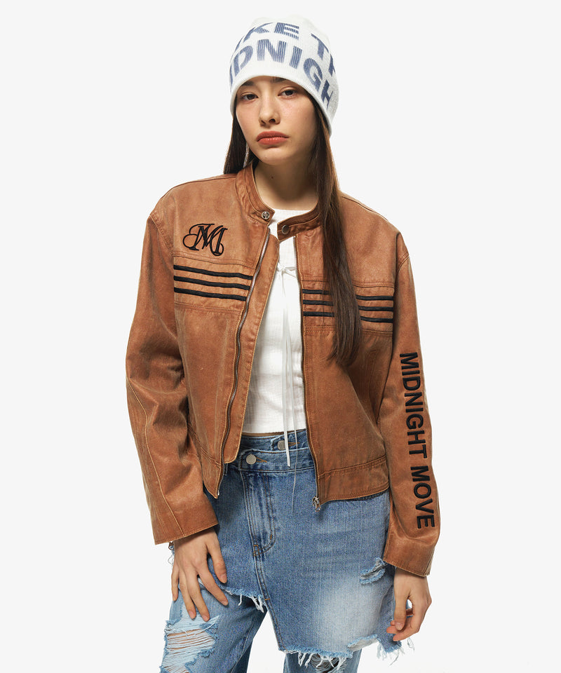line leather jacket (brown)