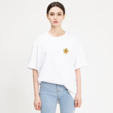 [UNISEX]Small Drawing Flower Smile White Clip Short Sleeve Tee_5color (6567257899126)