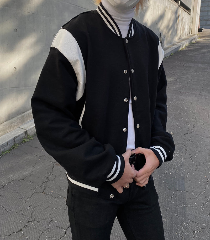 レザーバーシティジャケット / Leather Varsity Jacket