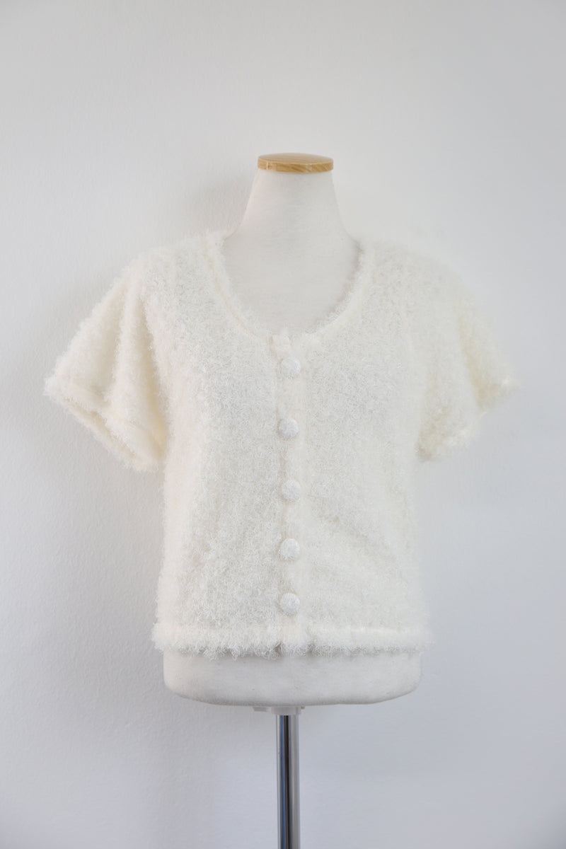 SOFT POM KNIT CARDIGAN(IVORY, YELLOW, PINK 3COLORS!) (6556012347510)