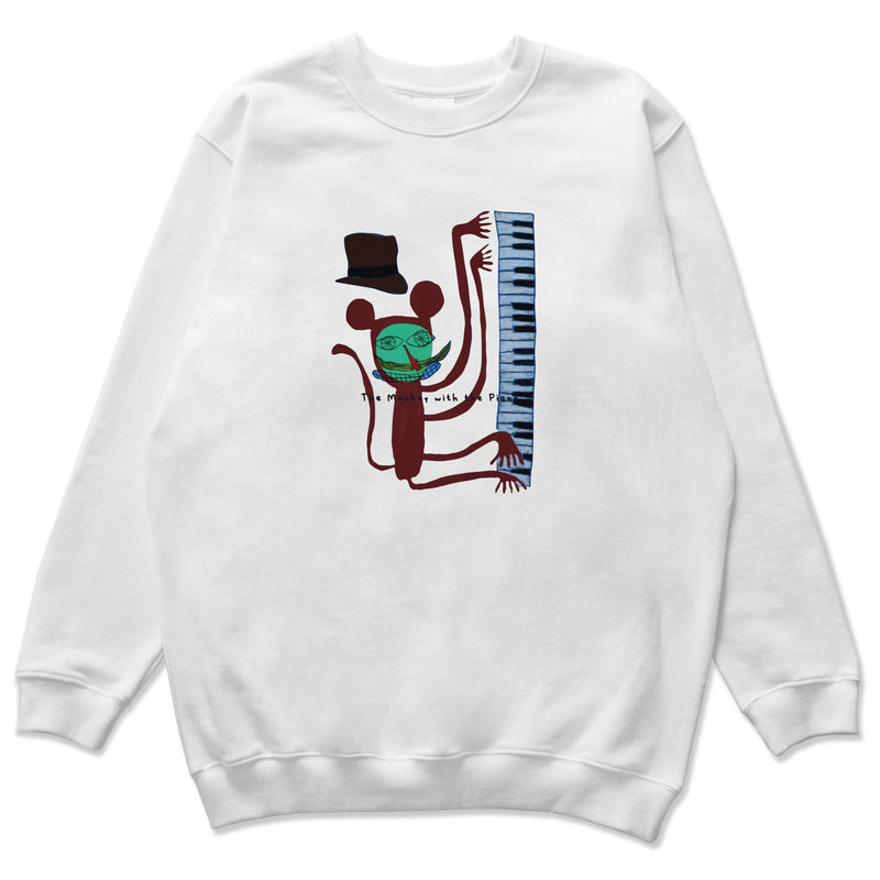 The Monkey with the Piano Sweatshirts WH/BK (6602730471542)