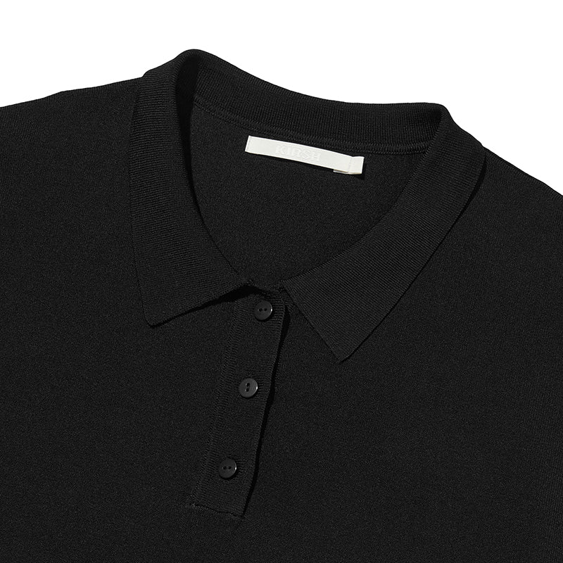 COLLECTION COLLAR SHORT SLEEVE KNIT [BLACK]