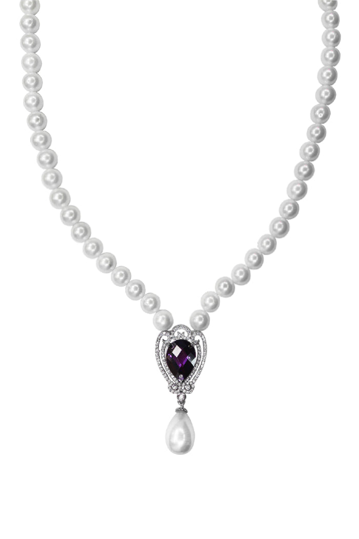 ロザリンドキュービックドロップ真珠のネックレス / Rosaline Cubic Drop Pearl Necklace (6616303927414)