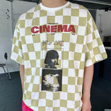 シネマチェッカーボードショートT-シャツ(2color)/Cinema Checker-Board Short T-shrit