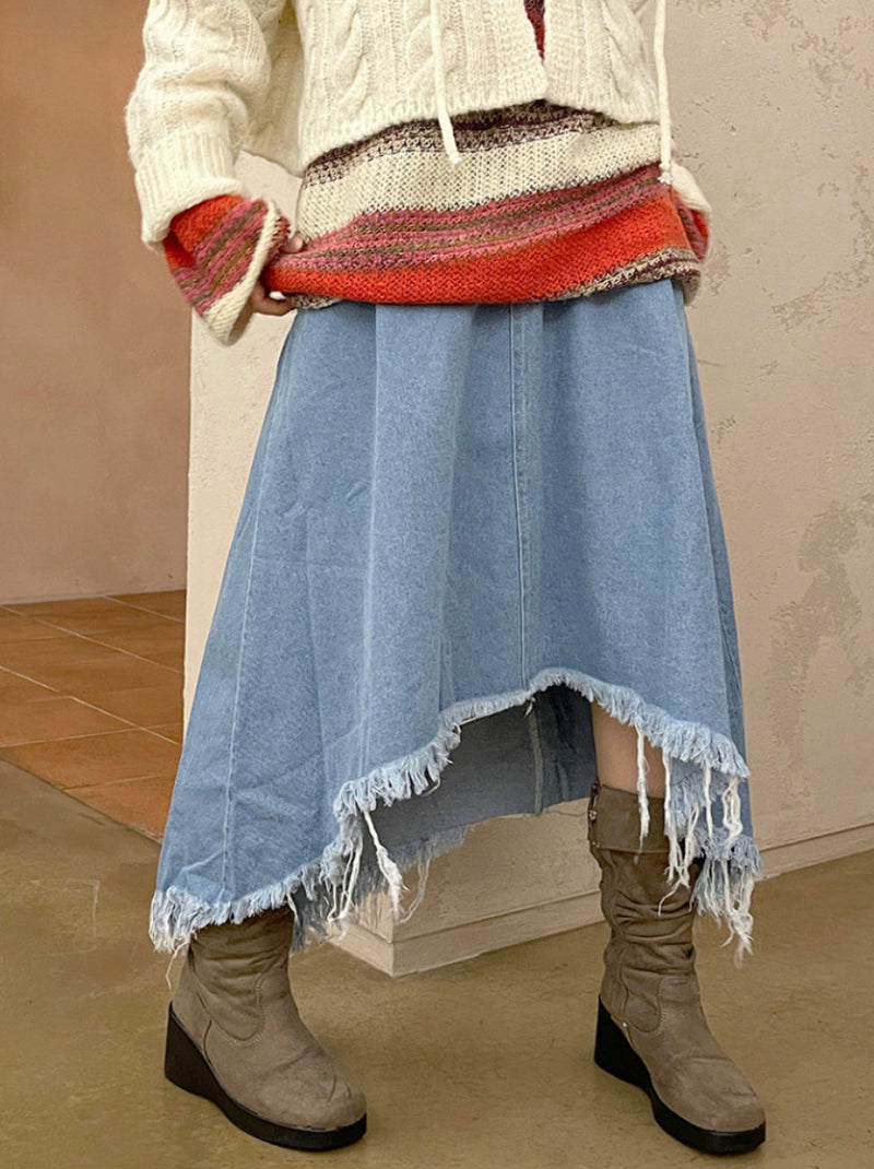 ビンテージジーンズダメージロングスカート / vintage jean damage long skirt