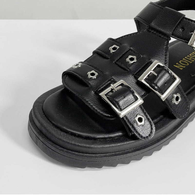 エートンスタッズスリーバックルサンダル/Aton studded three-buckle sandals