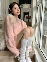 ベイビーピンクパールニットツーピース/Baby pink pearl knit two-piece