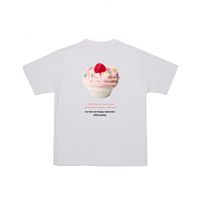 ケーキプリントオーバフィット半袖Tシャツ / cake print overfit short sleeve t-shirt (4471284990070)
