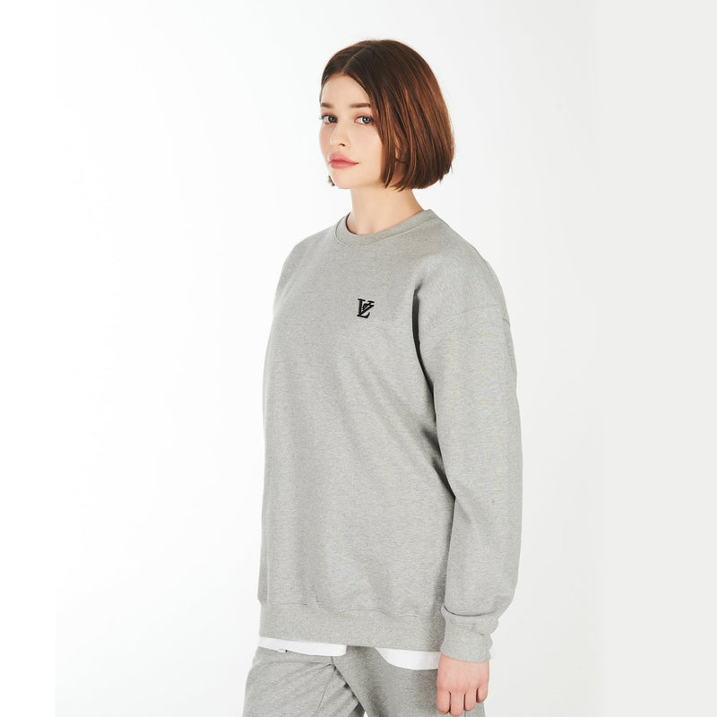 3Dモノグラムブラックエンブロイダリースウェットシャツ / 3D Monogram Black Embroidery Sweatshirt Gray