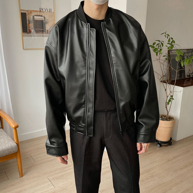 ボリュームWカラーレザージャケット / Volume W Collar Leather Jacket