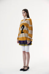 RUGBY DISTRESSED OVERSIZED LS SWEATER MUSTARD