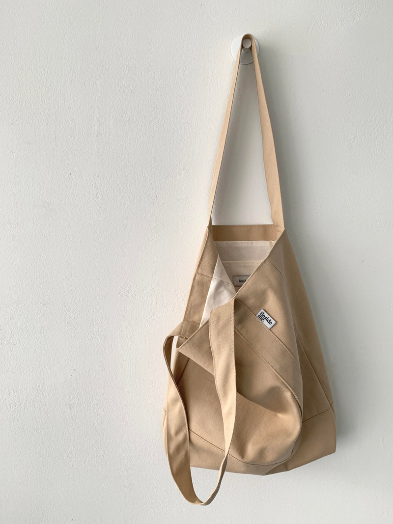 Twill simple line bag - sand beige