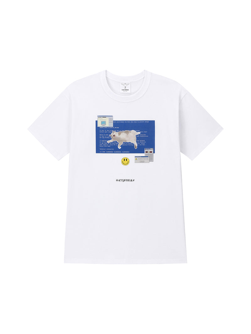 0 1 blue screen t-shirt - WHITE (6567586070646)