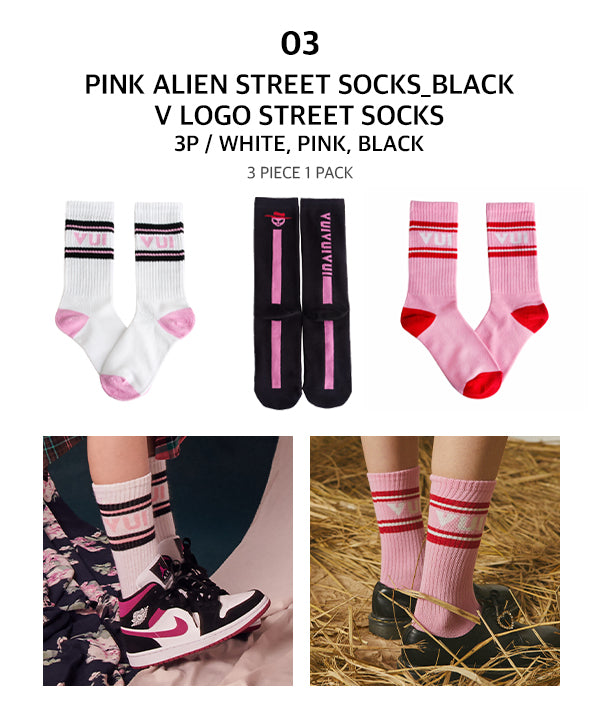 PINK ALIEN STREET SOCKS_BLACK (6574071971958)