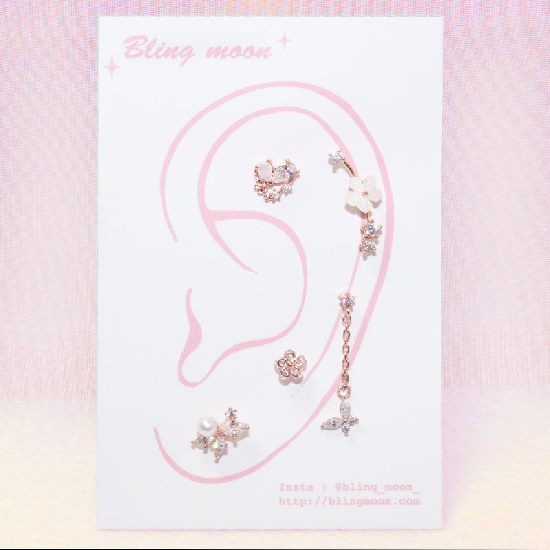 ヨリヨリフラワーピアス / [Styling] Yeori Yeori Flower Piercing 5 Set